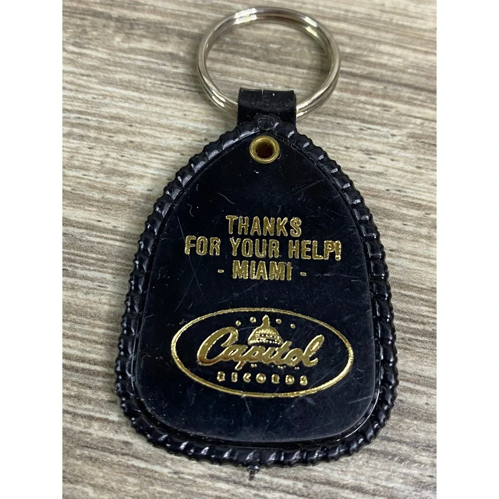 Vintage Capitol Records Keychain Miami Give The Gift Of Music‎ Black Gold Promo